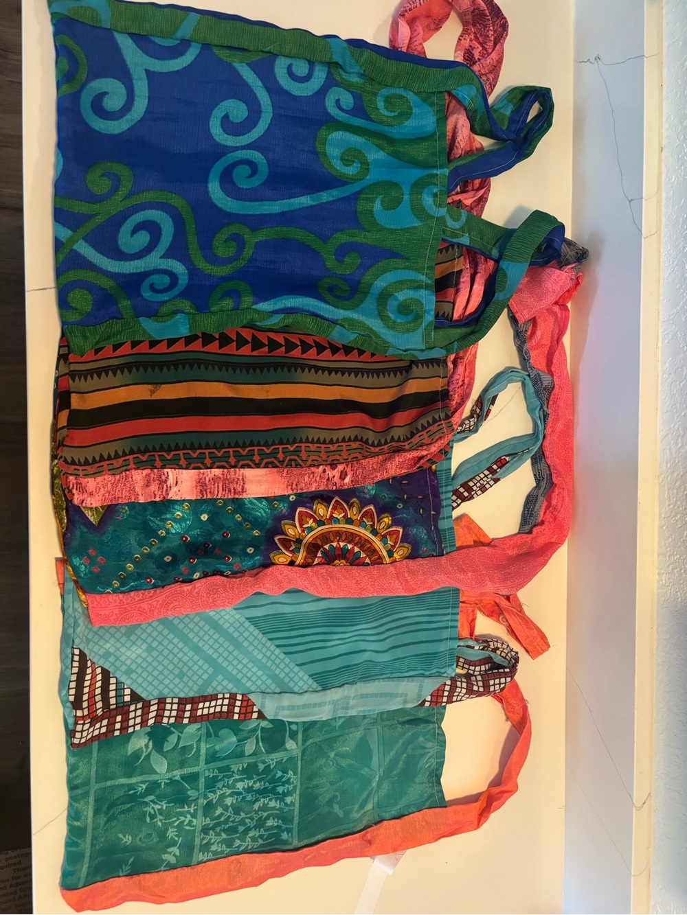 5 Raj Silk Sari Boho Tote/Gift Bags.